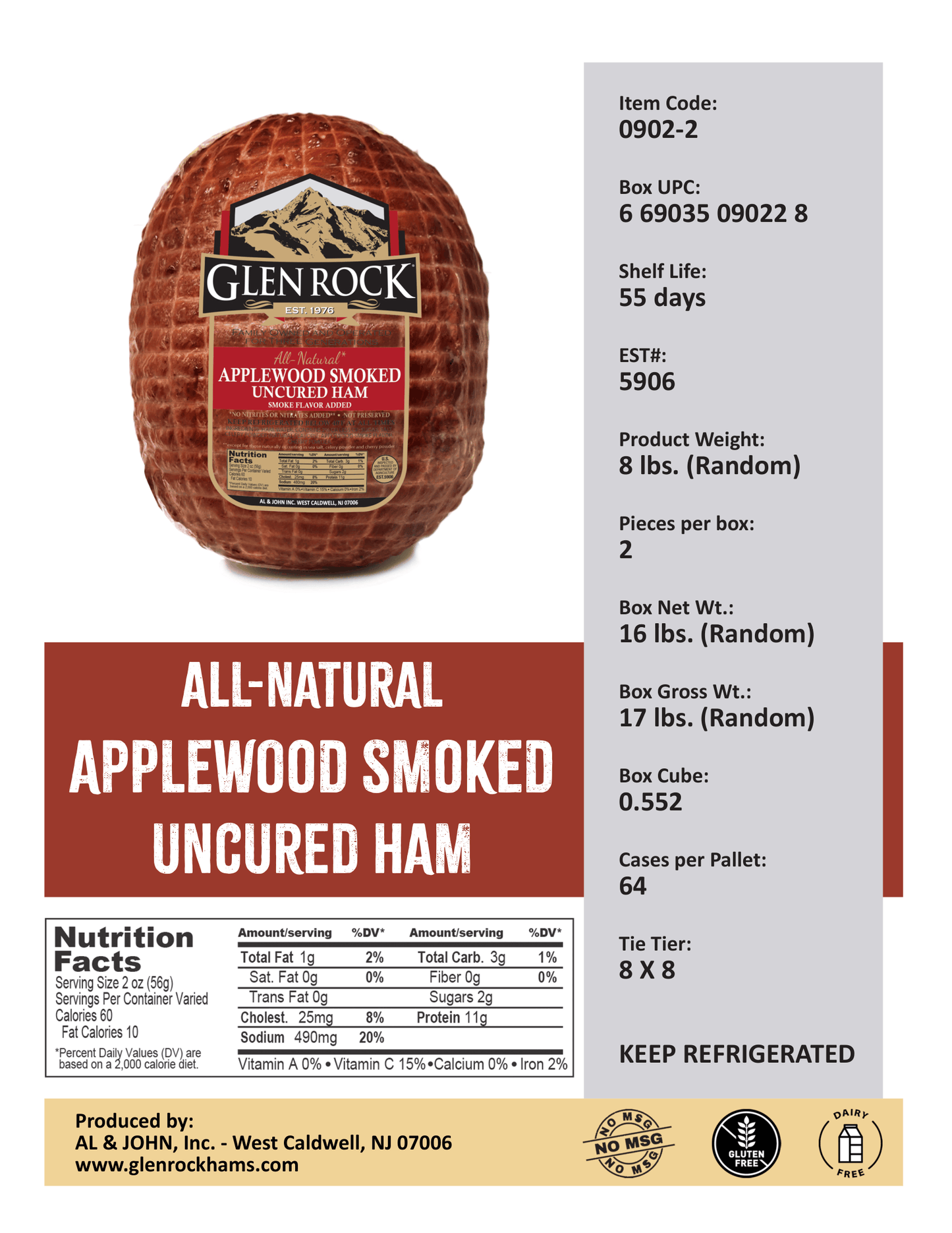 All Natural Applewood Smoked Uncured Ham