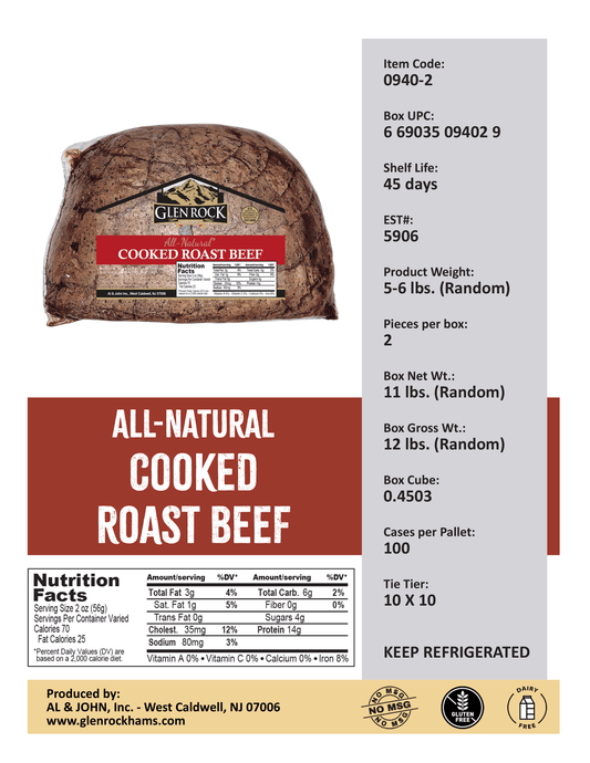 All Natural Seasoned Cooked Roast Beef